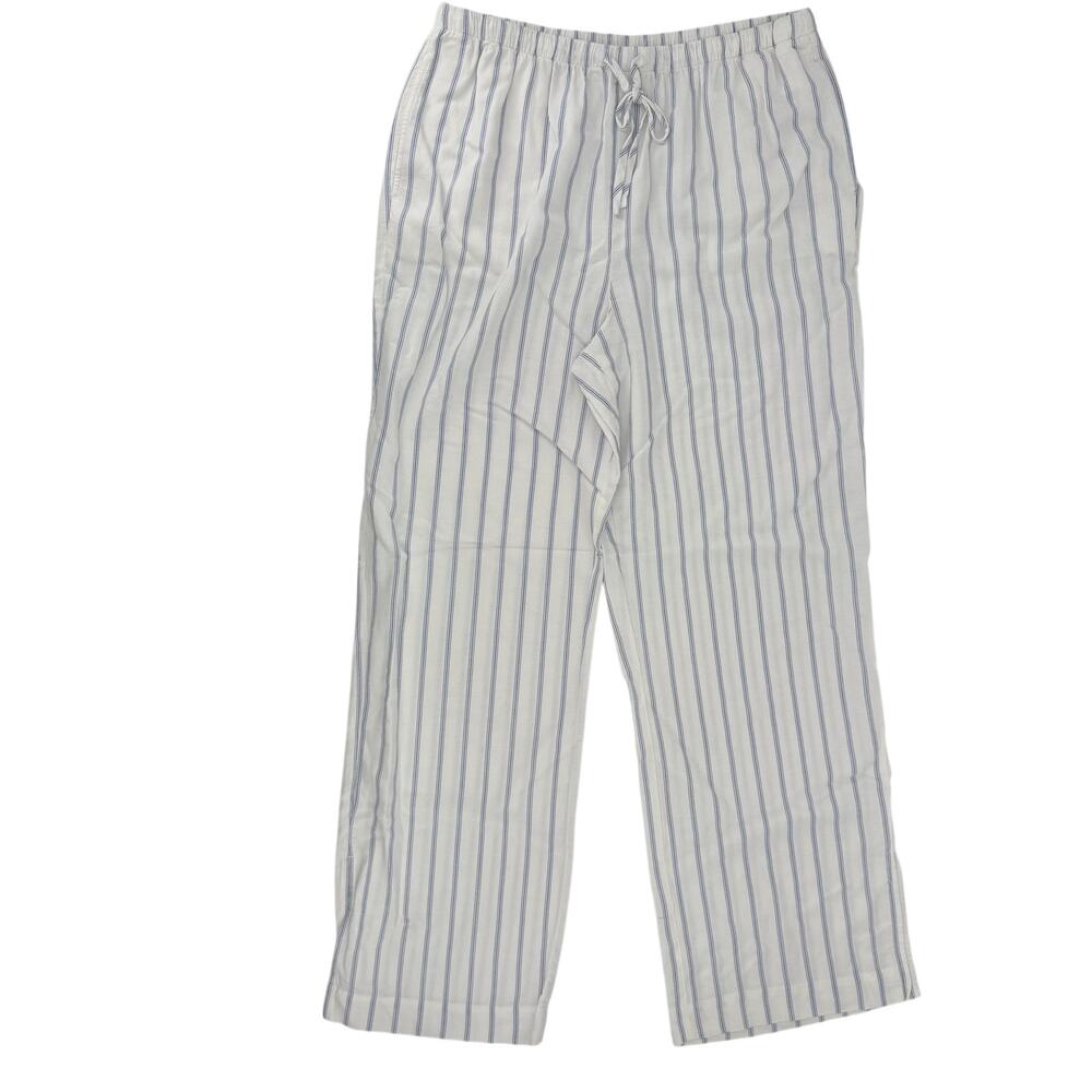 Cloth & Stone Womens Wide Leg Pants Sz L Casual Pull On White Blue Stripes